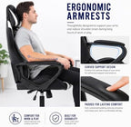 BestOffice High-Back Gaming Chair PC Office Chair Computer Racing Chair PU Desk Task Chair Ergonomic Executive Swivel Rolling Chair with Lumbar Support for Back Pain Women, Men,White