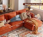 ELUCHANG 153" Oversized Modular Sectional Sofa, Comfy Chenille Cloud Couch, 7-Seater U Shaped Modern Deep Seat Sofa w/Removable Covers for Living Room, Bedroom, DIY Combination - Terracotta