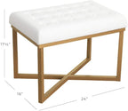 HomePop 24" Tufted Velvet Ottoman Bench - White