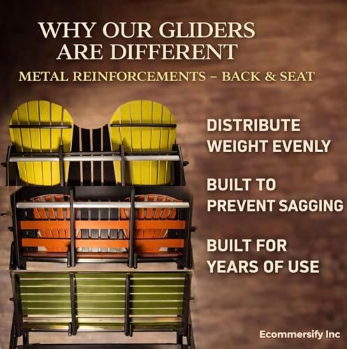 5 FT Cedar Amish-Made Porch Glider – 1000 lb Heavy-Duty Poly Lumber wood Roll Back Glider – USA Crafted HDPE Outdoor Seating Furniture - Stainless Steel Hardware – Smooth, Quiet Glide - CupHolders
