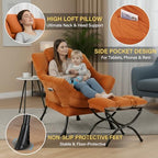 Lazy Chair with Ottoman,Comfy Accent Living Room Chair with Footrest Set | Removable & Machine-washable Cover,Reading Chair with Armrests,Upholstered Lounge Chair for Bedroom,Dorm,Office,Small Space