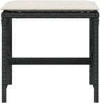 Poly Rattan Garden Stool Set of 4 Black Cream