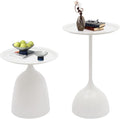 Metal Nesting Tables, Round Side Table Set of 2, White | Pedestal Tables, 17'' & 23'' Height, For Living Room Bedroom Office, Sofa Side and Bedside Console