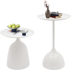 White Nesting Tables, 2pcs round white nesting side tables for Living Room | End tables nesting, Space-saving design for living room, bedroom, or office. Durable iron construction with 11-inch base