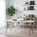 6FT White Plastic Folding Table Heavy Duty Tables Set of 5 | HDPE Tabletop Fold-in-Half Portable Utility Foldable Carrying Handle for Party Picnic Dining Office Event Indoor & Outdoor
