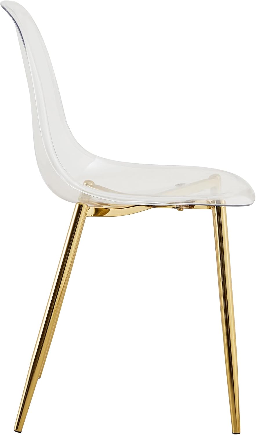 Baysitone Clear Dining Chairs Set of 10, Modern Kitchen Chairs with Transparent Seat, Acrylic Accent Side Chairs with Plating Metal Legs for Dining Room, Kitchen, Living Room with Gold