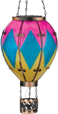Regal Art & Gift Hot Air Balloon Solar Lantern – Hanging Solar-Powered LED Lights, Waterproof Portable Decorative Outdoor Lamp Made of Metal & Glass for Garden, Patios & Pathway – Diamond (Large)