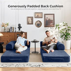 79" Convertible Sofa Bed, Couches for Living Room | Navy Blue | Corduroy Futon Sofa Bed with Pocket Springs, Modular Sleeper Couch in a Box, No Assembly