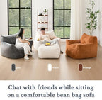 Giant Plush Bean Bag Chair for Adults with Armrests - Oversized Comfy Beige Beanbag Lounge Lazy Floor Sofa Accent Chair for Living Room, Bedroom & Dorm, Cozy Fluffy Single Cloud Mini Couch