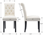chairus Dining Chairs Set of 2 Mid Century Modern Living Room Chairs with Button Tufted High Back PU Leather Armless Chair Comfy Upholstered Side Chairs for Kitchen/Restaurant/Bedroom, Cream White
