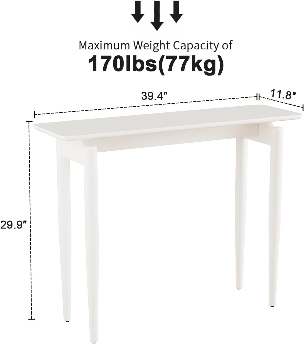 AQIMUELE Wood Console Table White Entryway Table, Thin Console Table, Sofa Tables for Living Room (39.4'')