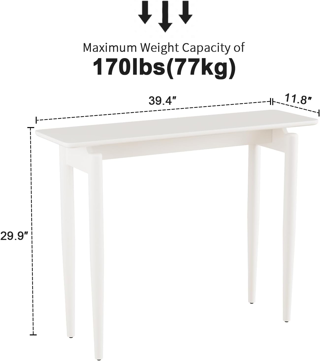 AQIMUELE Wood Console Table White Entryway Table, Thin Console Table, Sofa Tables for Living Room (39.4'')
