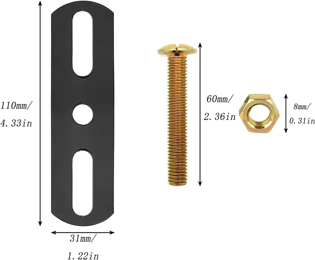 4Sets T Shape Black Adjustable Bed Slat Connector for Bed Frame Sofa Furniture Cabinet Mattress Support System Single Leg Load Bearing 500 Pound 7.08-13.3 Inch