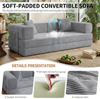 78.8" Couch for Living Room, Futon Sleeper Sofa Bed | Convertible Sofa Bed, Corduroy Pull Out Couch Loveseat with Storage Pocket, Modular Design, No Assembly, Grey