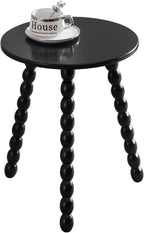 Round Side Table, Solid Wood Small End Table for Small Space, Accent Table Nightstand Modern Table for Living Room Bedroom Office Couch