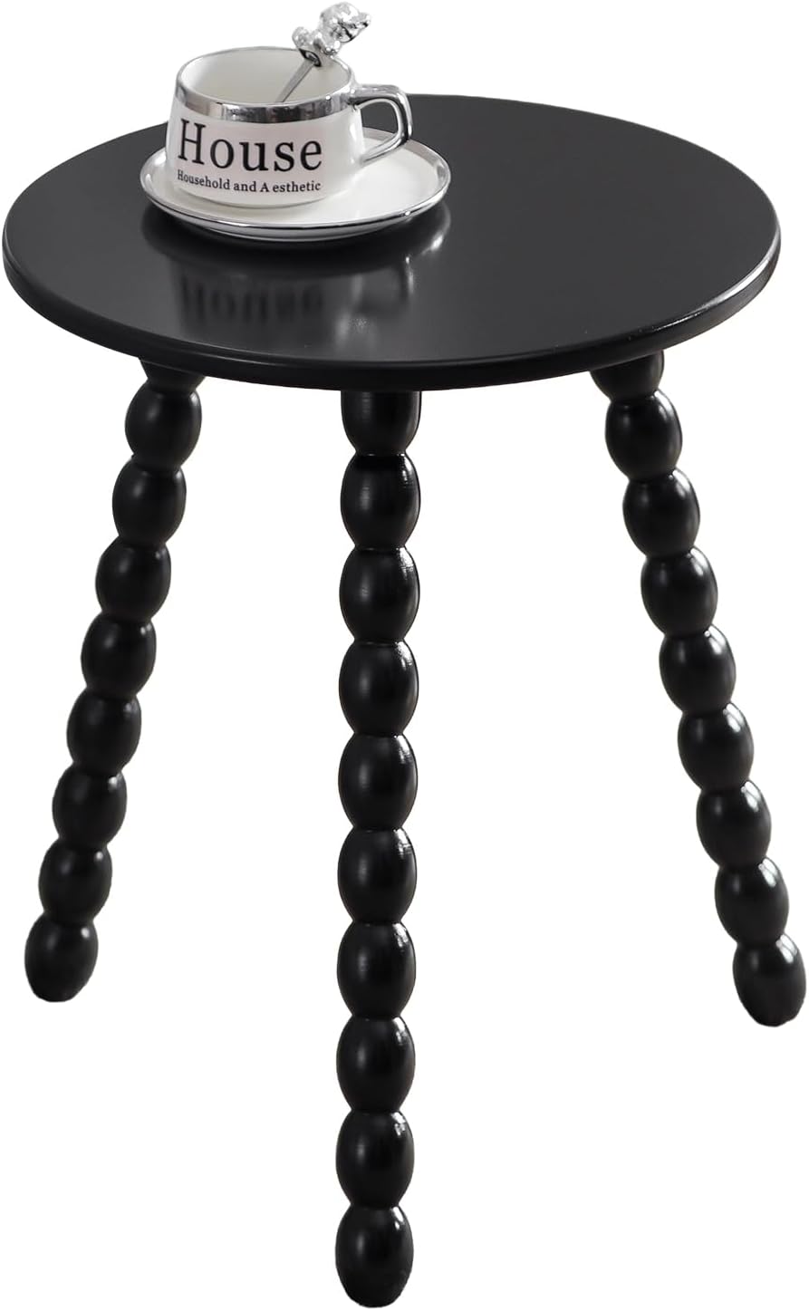 Round Side Table, Solid Wood Small End Table for Small Space, Accent Table Nightstand Modern Table for Living Room Bedroom Office Couch