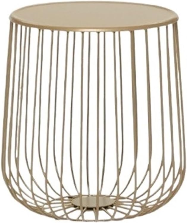 Round Side Table with Storage Shelf, Industrial Accent Furniture with Steel Frame, Fully Assembled, Modern Accent Side End Table for The Living Room and Bedroom(Gold,Small)