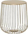 Round Side Table with Storage Shelf, Industrial Accent Furniture with Steel Frame, Fully Assembled, Modern Accent Side End Table for The Living Room and Bedroom(Gold,Small)