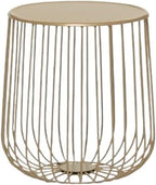 Round Side Table with Storage Shelf, Industrial Accent Furniture with Steel Frame, Fully Assembled, Modern Accent Side End Table for The Living Room and Bedroom(Gold,Small)