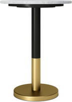 HomeStock Metal & Marble Side Table, Round Pedestal Accent Table - White & Gold