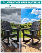 SERWALL Outdoor HDPE Adirondack Rocking Chairs, All-Weather, Black, 2PCS | The rocking chair features safe rocking design, ergnomic structure and all-weather HDPE frame for lasting outdoor use