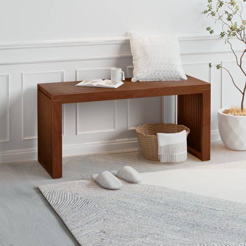 APRTAT Bamboo Dining Bench 35-Inch Indoor Wood Shoe Rack Bench for Entryway | Easy Assemble, Sturdy & Durable,Slatted Design,Versatile Everyday Seating,Living Room Hallway Bedroom Bathroom