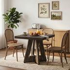 LITTLE TREE 31.5" Square Dining Table for 4, Small Space Kitchen Table with Pedestal Base, Farmhouse Wood Tables for Apartment, Dining Room & Living Room, Ideal for Cafe & Restaurant Use (Black Brown) | Pedestal Base, Farmhouse Wood Tables for Apartment
