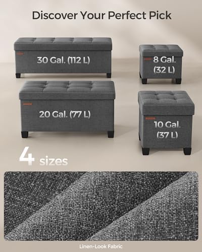 SONGMICS Storage Ottoman Bench, Foldable Foot Rest with Legs | End of Bed Bench, Storage Chest, 43.3 x 15 x 15.8 Inches, Load up to 660 lb, Slate Gray, MELISA Collection ULSF018G01