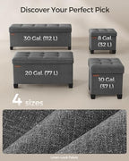 SONGMICS Storage Ottoman Bench, Foldable Foot Rest with Legs | End of Bed Bench, Storage Chest, 43.3 x 15 x 15.8 Inches, Load up to 660 lb, Slate Gray, MELISA Collection ULSF018G01