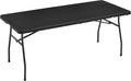 Amazon Basics Heavy Duty Portable Folding Table, 6 ft, Indoor & Outdoor, Fold-in-Half Design with Carrying Handle, for Events, Easy Folding and Storage, Black | Portable