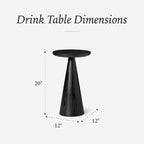 Maven Lane Wood Side Table, 12" Round, Modern Farmhouse Accent Table, Circular Rustic Industrial End Table for Living Room, Family Room, Bedroom, Small Spaces, Owen Drink Table (Aged Black)