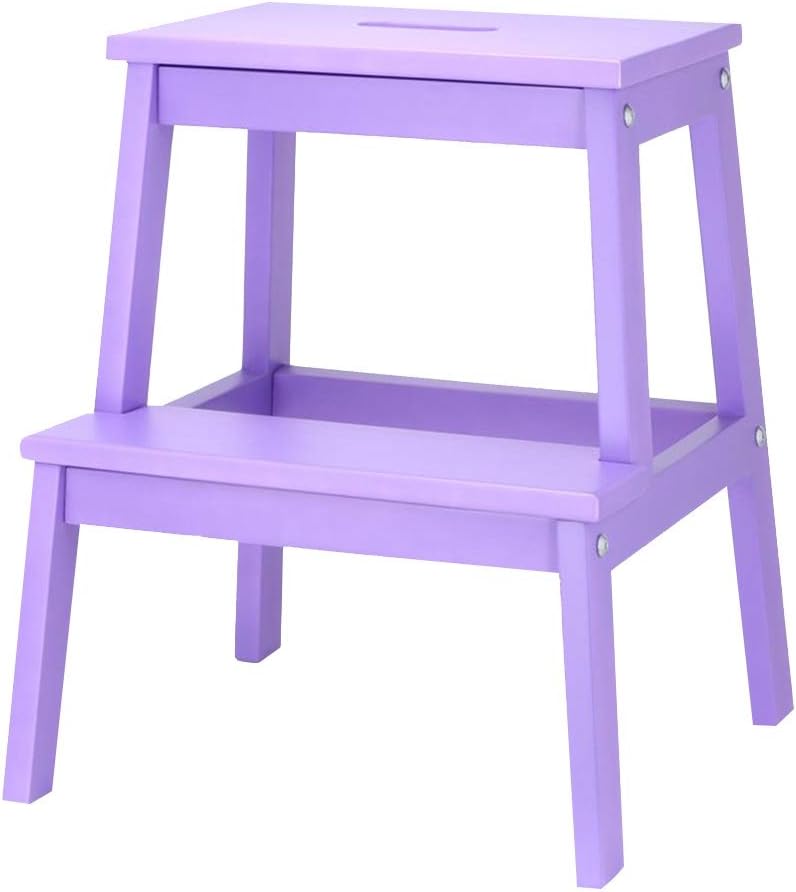 Footstool, 2-Step Stool Solid Wood Change The Shoe Bench Footstool, 9 Colors, 36x24x55CM,Purple