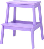 Footstool, 2-Step Stool Solid Wood Change The Shoe Bench Footstool, 9 Colors, 36x24x55CM,Purple