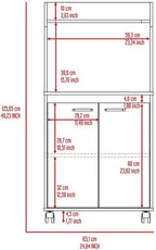lapday Kitchen Storage with 1 Shelf & 2 Doors,Caster Wheels,for Living Room,Dining Room(White,14.19"×24.84"×49.23").