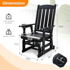 VINGLI Outdoor Glider Chair Wood Patio Glider with Cup Holder, Porch Glider with Smooth Rocking Mechanism, Heavy Duty 600 LBS, Black