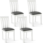 GOFLAME Wood Dining Chairs Set of 4, Upholstered Faux Leather Kitchen Side Chairs with Rubber Wood Frame, Armless Dinette Chairs for Dining Room, Living Room, Restaurant, White & Grey
