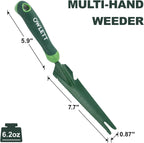 Hand Weed Puller Tool, 5-in-1 Multipurpose Garden Trowel with Soft Handle, Weeding Tool with Serrated Edges Measuring Scale for Easy Weeder Removal, Planting, Transplanting, Digging, Cutting