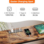 SUPERJARE 70 Inch Sofa Table with Outlet，Rustic Brown | 7.9 Inch Console Table with Charging Station,Narrow Entryway Table, Skinny Hallway Table, Behind Couch Table, for Living Room