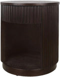 NPD Furniture Truro 19-Inch Round Accent Table with Storage Shelf, 2-Tier Side End Table with Fluted Column for Living Room, Dark Brown
