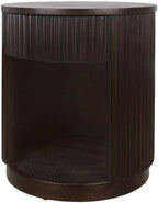 NPD Furniture Truro 19-Inch Round Accent Table with Storage Shelf, 2-Tier Side End Table with Fluted Column for Living Room, Dark Brown