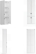 AGOTENI 94.5”H Tall Kitchen Pantry Cabinet with 4 Doors & 4 Shelves, Modern Kitchen Pantry with Adjustable Shelf, Black Handles, Cupboard for Kitchen Dining Room, White