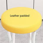 Folding Stool with Backrest, Cushioned Padded Leather Round Portable Foldable Bar Stool Chair for Kitchen(Orange)