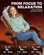 GTPLAYER Big and Tall Gaming Chair with Footrest, Ergonomic Office Desk Chair with 4.4in Thick Cushion and Wide Wingless Seat, Comfortable Leather Computer Chair, Predator Series, Chocolate Brown