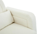 Accent Rocking Chair with Pillow, Ultimate Comfort for Your Home, Teddy Velvet, Cream White (Cream White + Teddy + Rubberwood-1)
