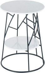 Telephone Table, Round Side Table Marble Sofa Telephone Table Corner Table Coffee Table 2 Tier Snack Table for Living Room Bedroom Balcony，16.9''x24.4''(Color:Black)