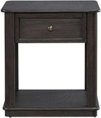 Pemberly Row 3 Piece Table Set, Rubberwood and Oak Veneers, Aged Oak Finish, Includes Cocktail Table with Lift Tops and Casters, 2 End Tables with Drawers, Antique Pewter Knobs, Living Room Furniture