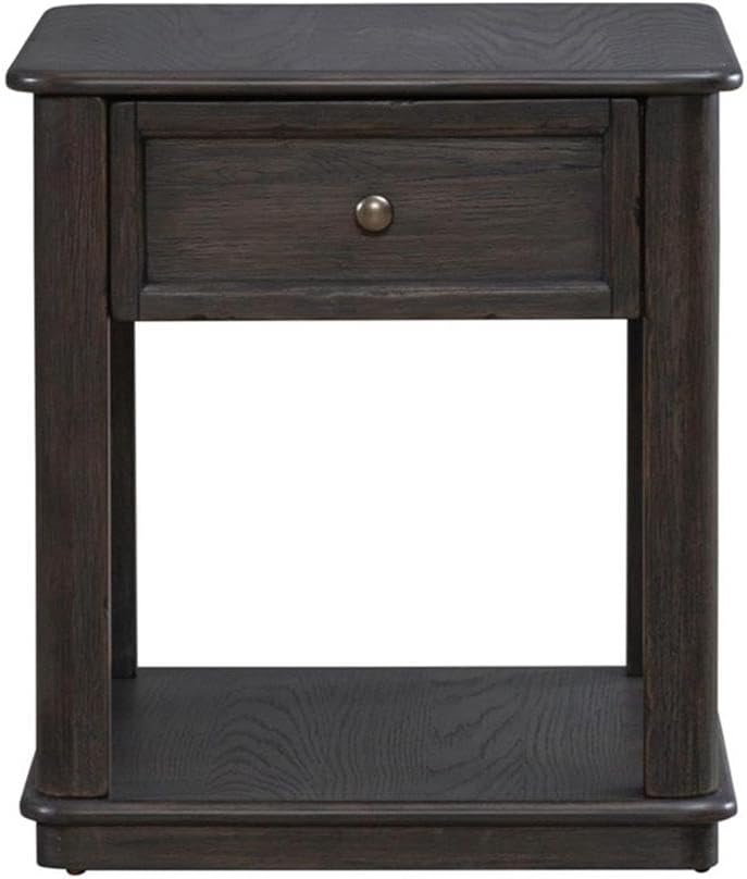 Pemberly Row 3 Piece Table Set, Rubberwood and Oak Veneers, Aged Oak Finish, Includes Cocktail Table with Lift Tops and Casters, 2 End Tables with Drawers, Antique Pewter Knobs, Living Room Furniture