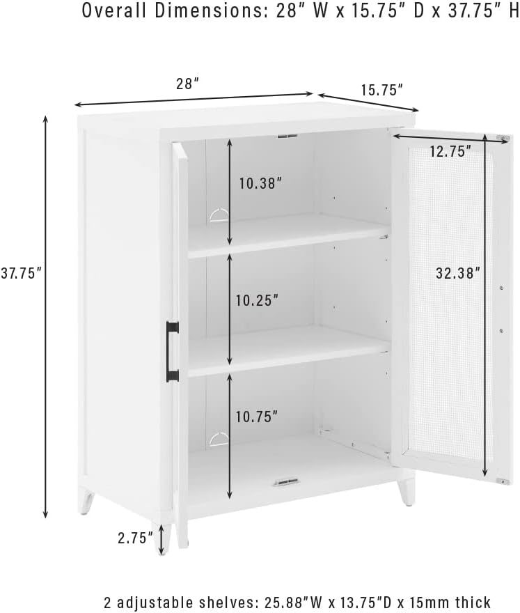 Crosley Furniture Milo Stackable Pantry Storage Cabinet with Shelves, Kitchen, Dining, or Laundry Room, White