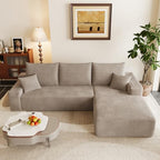 95" Cloud Sectional Couch with L-Shape Chaise, Modular Comfy Sofa Chaise Longue, Upholstered Corduroy Couches Sleeper with Deep Seat for Living Room Bedroom, No Assembly Required(Camel, Right Facing)