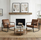 PrimeZone Faux Leather Mid-Century Modern Accent Chair, Brown